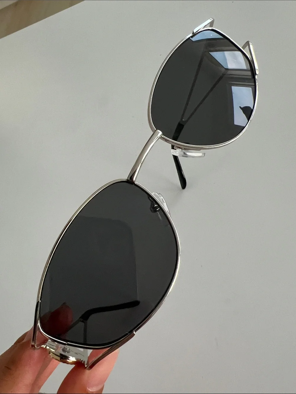 Men's Silver-Frame Sunglasses with Black Lenses